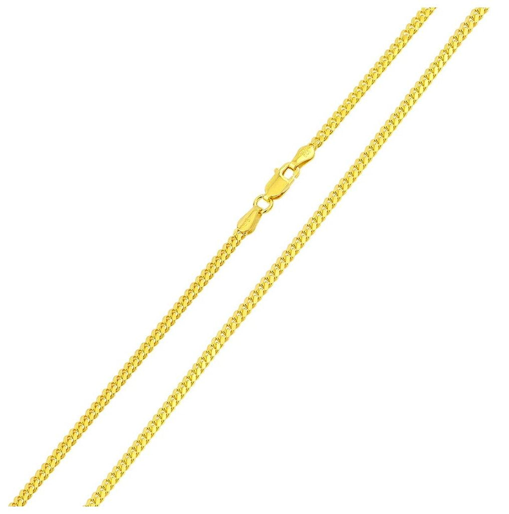 .925 Sterling Silver Gold Plated Miami Curb Chain Link 1.8mm, <b>size: 16</b>