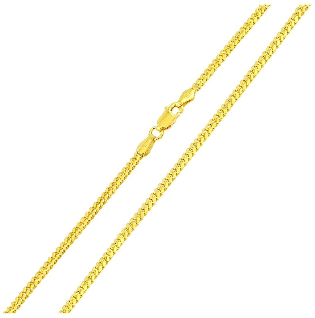 .925 Sterling Silver Gold Plated Miami Curb Chain Link 2.6mm, <b>size: 16</b>