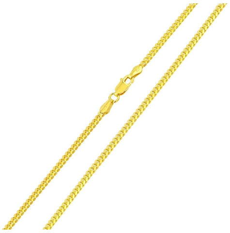 .925 Sterling Silver Gold Plated Miami Curb Chain Link 2.6mm, <b>size: 16</b>