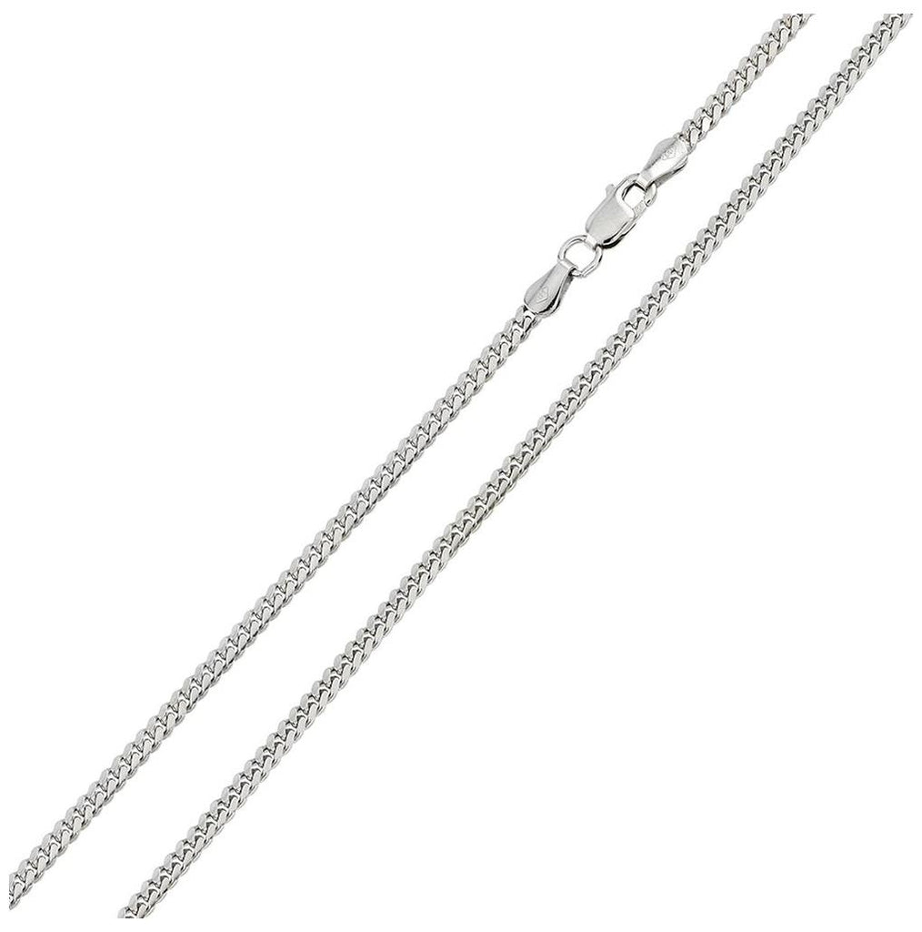 .925 Sterling Silver Rhodium Plated Miami Curb Chain Link 3.4mm, <b>size: 16</b>