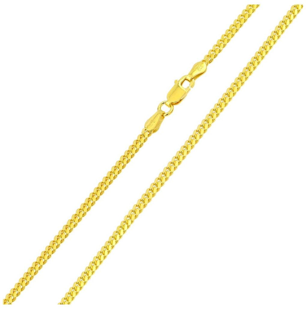 .925 Sterling Silver Gold Plated Miami Curb Chain Link 4.1mm, <b>size: 22</b>