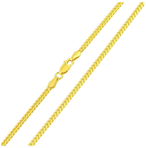 .925 Sterling Silver Gold Plated Miami Curb Chain Link 4.6mm, <b>size: 22</b>