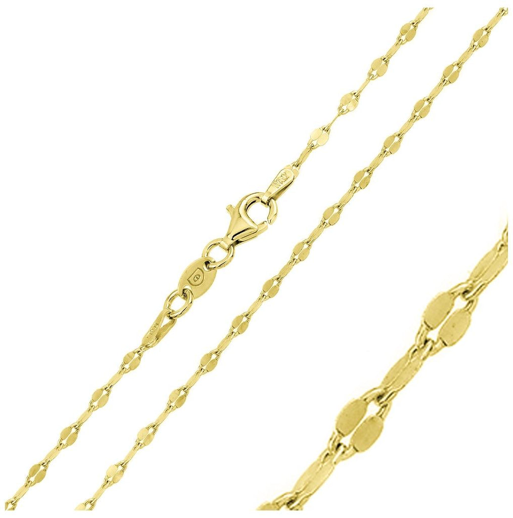 .925 Sterling Silver Gold Plated Flat Moka Chain, <b>size: 16</b>