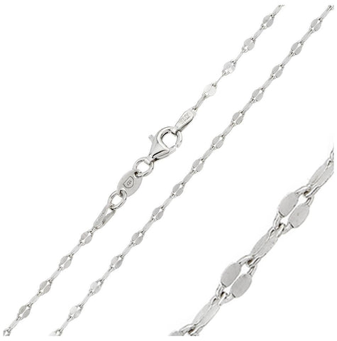 .925 Sterling Silver Rhodium Plated Open Confetti Dc Link Chain, <b>size: 16</b>