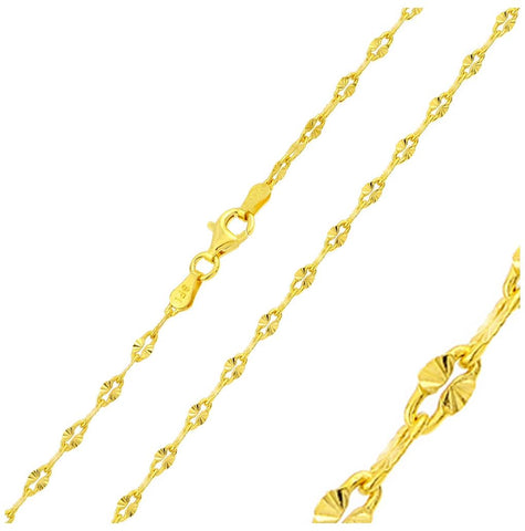 .925 Sterling Silver Gold Plated Star Dc Moka Chain, <b>size: 16</b>