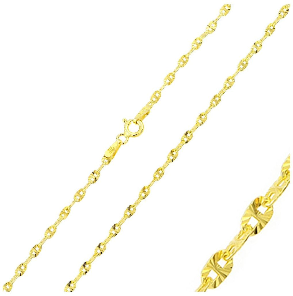 .925 Sterling Silver Gold Plated Dc Confetti Link Chain #360, <b>size: 16</b>