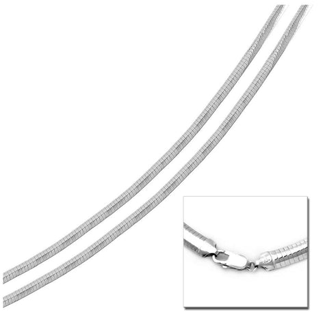 .925 Sterling Silver High Polished Flat Omega Chain 2.5mm, <b>size: 16</b>