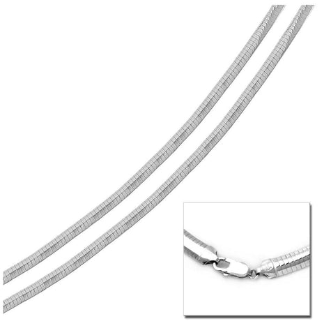 .925 Sterling Silver High Polished Flat Omega Chain 3mm, <b>size: 16</b>