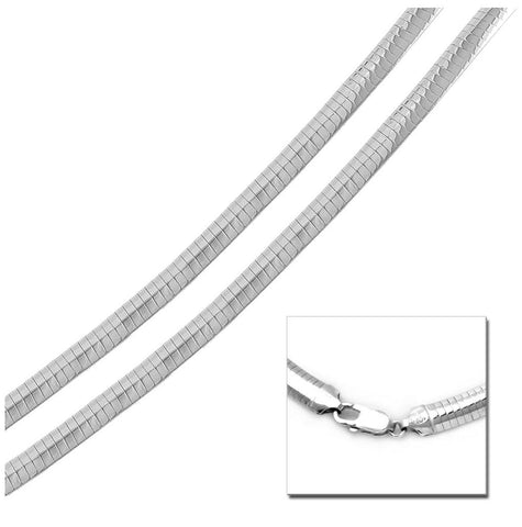 .925 Sterling Silver High Polished Flat Omega Chain 6mm, <b>size: 16</b>