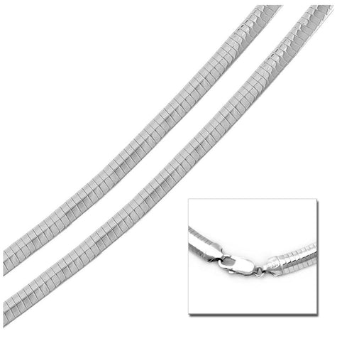 .925 Sterling Silver High Polished Flat Omega Chain 8mm, <b>size: 16</b>