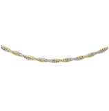 .925 Sterling Silver 2 Toned 2 Layer Omega Spring Chain Rhodium And Gold Plated 2.7mm, <b>size: 16</b>