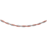 .925 Sterling Silver 2 Toned 2 Layer Omega Spring Chain Rhodium And Rose Gold Plated 2.7mm, <b>size: 16</b>