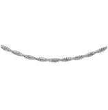 .925 Sterling Silver 2 Toned 2 Layer Omega Spring Chain Rhodium Plated 2.7mm, <b>size: 16</b>