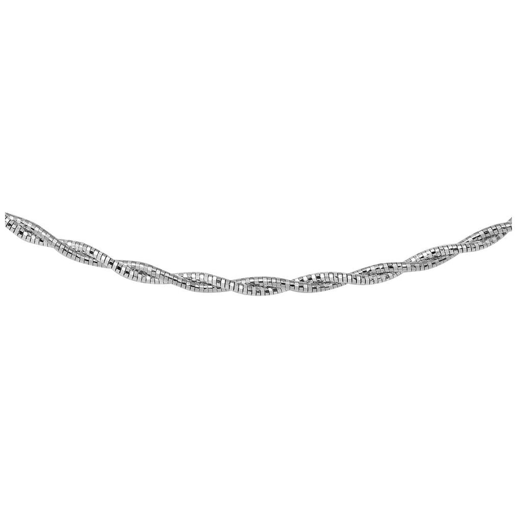 .925 Sterling Silver 2 Toned 2 Layer Omega Spring Chain Rhodium Plated 2.7mm, <b>size: 16</b>