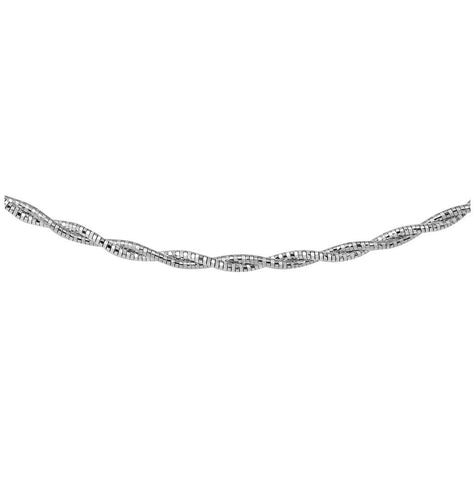 .925 Sterling Silver 2 Toned 2 Layer Omega Spring Chain Rhodium Plated 2.7mm, <b>size: 16</b>