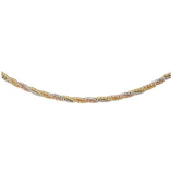 .925 Sterling Silver 3 Layer Twisted Omega Spring Chain 3 Toned Plated 3mm, <b>size: 16</b>