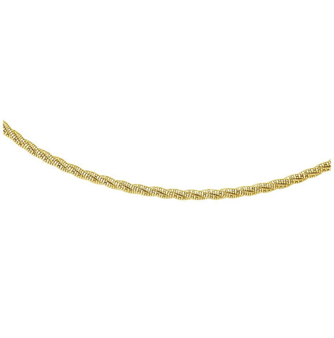 .925 Sterling Silver 3 Layer Twisted Omega Spring Chain Gold Plated 3mm, <b>size: 16</b>