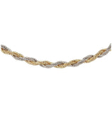 .925 Sterling Silver 6 Layer Twisted Omega Spring Chain Gold And Rhodium Plated 5.5mm, <b>size: 16</b>