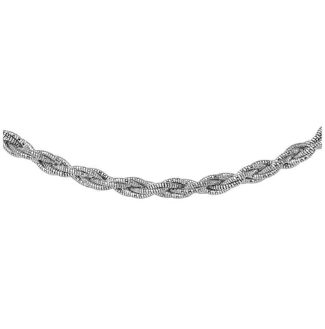 .925 Sterling Silver 6 Layer Twisted Omega Spring Chain Rhodium Plated 5.5mm, <b>size: 16</b>