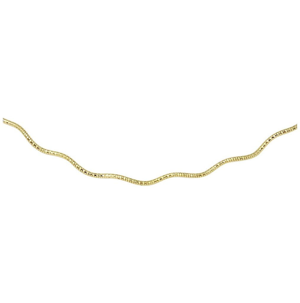 .925 Sterling Silver 1 Layer Wave Omega Spring Chain Gold Plated 1.3mm, <b>size: 16</b>