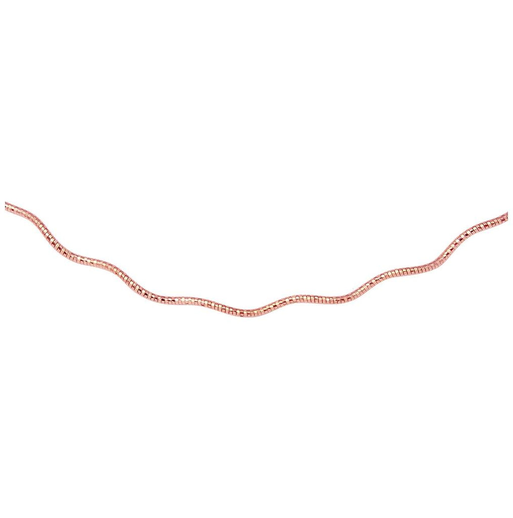 .925 Sterling Silver 1 Layer Wave Omega Spring Chain Rose Gold Plated 1.3mm, <b>size: 16</b>