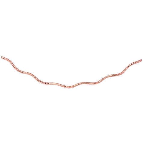 .925 Sterling Silver 1 Layer Wave Omega Spring Chain Rose Gold Plated 1.3mm, <b>size: 16</b>