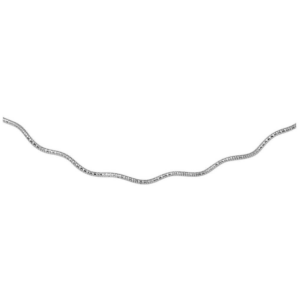 .925 Sterling Silver 4 Layer Wave Omega Spring Chain Rhodium Plated 2.7mm, <b>size: 10</b>