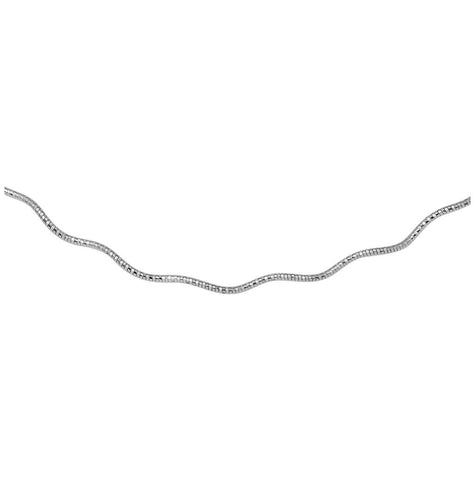 .925 Sterling Silver 4 Layer Wave Omega Spring Chain Rhodium Plated 2.7mm, <b>size: 10</b>