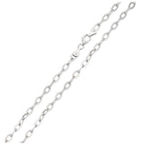 .925 Sterling Silver Rhodium Plated Oval Flat  Link Chain 1.7mm, <b>size: 16</b>