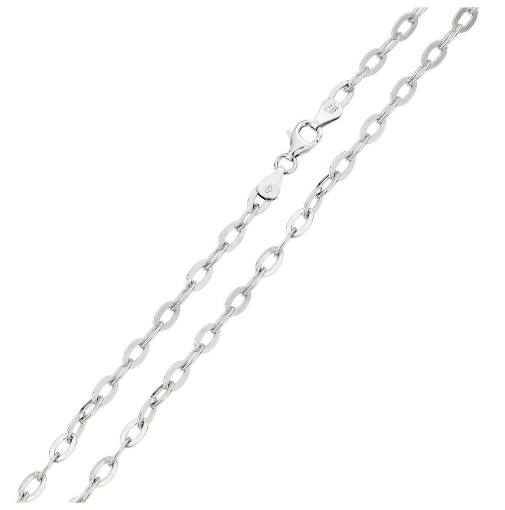 .925 Sterling Silver Rhodium Plated Oval Flat  Link Chain 1.7mm, <b>size: 16</b>