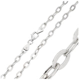 .925 Sterling Silver Rhodium Plated Oval Flat  Link Chain 4.7mm, <b>size: 16</b>