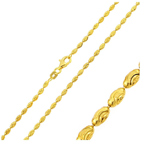 .925 Sterling Silver Gold Plated Oval Curved Dc Bead Chains, <b>size: 16</b>