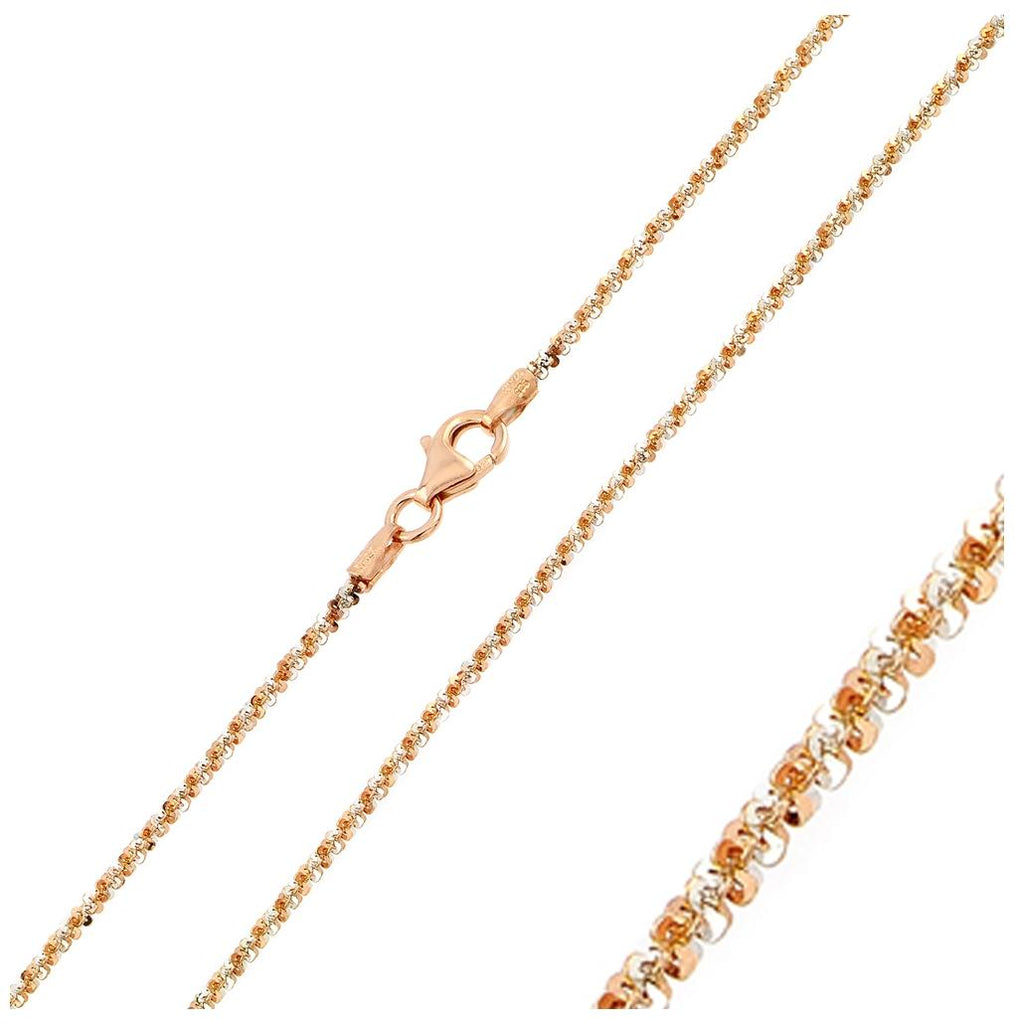 .925 Sterling Silver Rose Gold Plated 2 Toned Rock Chain, <b>size: 16</b>