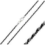 .925 Sterling Silver Black Rhodium Plated Rock B/w Dc Chain, <b>size: 16</b>