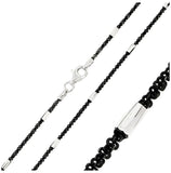 .925 Sterling Silver Black Rhodium Plated Rock Chain With Dc Tube, <b>size: 16</b>