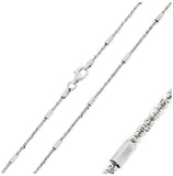 .925 Sterling Silver Rhodium Plated Tubes On Rock Chain 2mm, <b>size: 16</b>