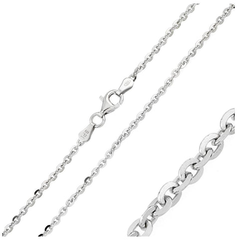 .925 Sterling Silver Rhodium Plated Rolo Edge Cut Chain, <b>size: 16</b>