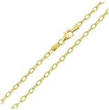 .925 Sterling Silver Gold Plated Wire Oval Loop Chain 3.7mm, <b>size: 16</b>