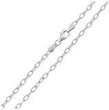 .925 Sterling Silver Rhodium Plated Wire Oval Loop Chain 3.7mm, <b>size: 16</b>