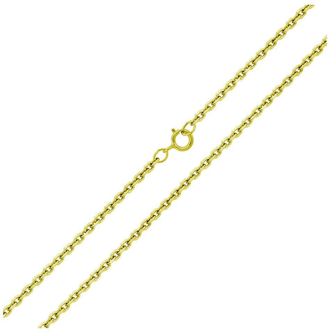 .925 Sterling Silver Gold Plated Diamond Cut Cable Rolo Chains 0.9mm, <b>size: 16</b>