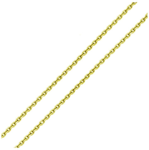 .925 Sterling Silver Gold Plated Diamond Cut Cable Rolo Chains 1mm, <b>size: 20</b>