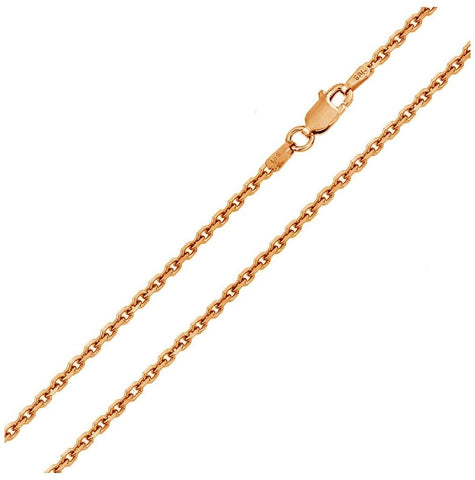 .925 Sterling Silver Rose Gold Plated Diamond Cut Cable Rolo Chains 1mm, <b>size: 16</b>