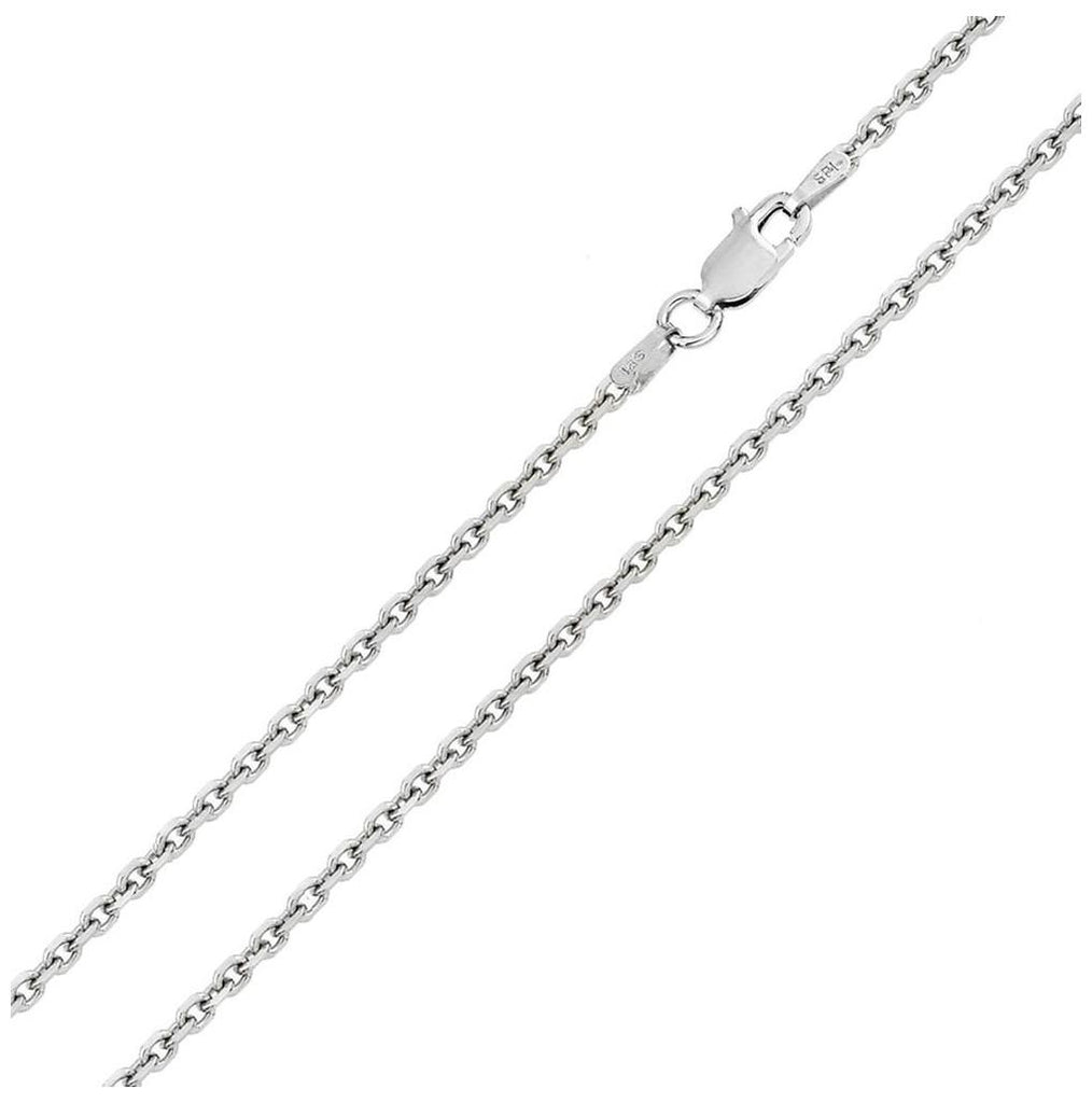 .925 Sterling Silver Rhodium Plated Diamond Cut Cable Rolo Chains 1mm, <b>size: 16</b>