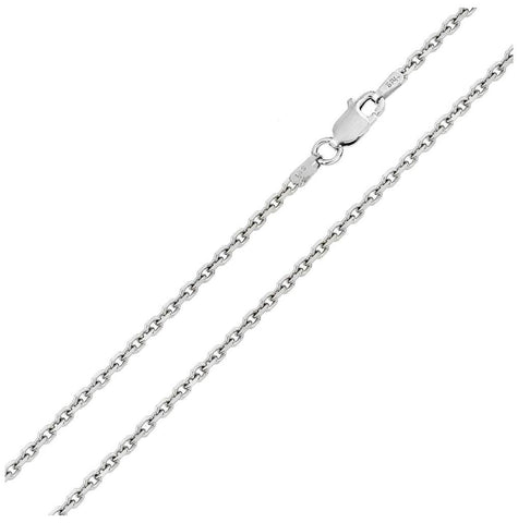 .925 Sterling Silver Rhodium Plated Diamond Cut Cable Rolo Chains 1mm, <b>size: 16</b>