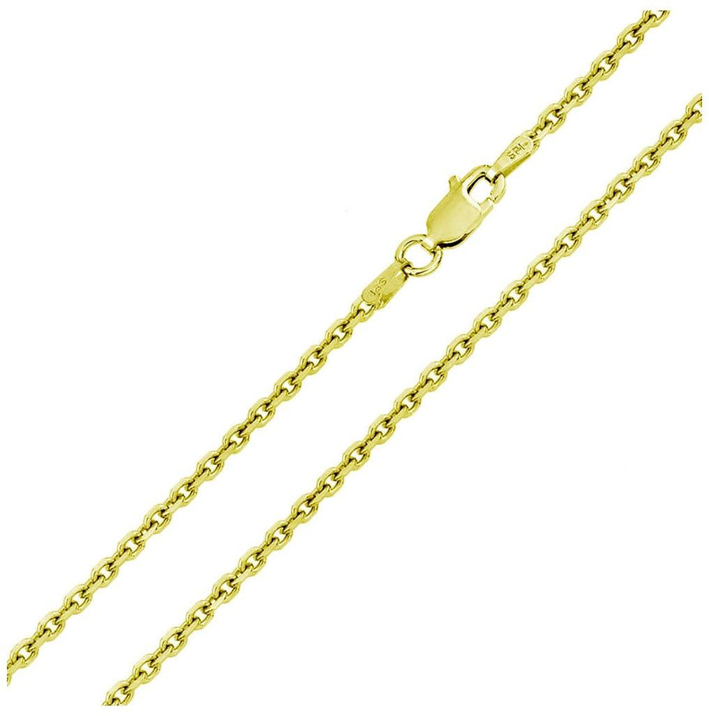 .925 Sterling Silver Gold Plated Diamond Cut Cable Rolo Chains 1.6mm, <b>size: 16</b>