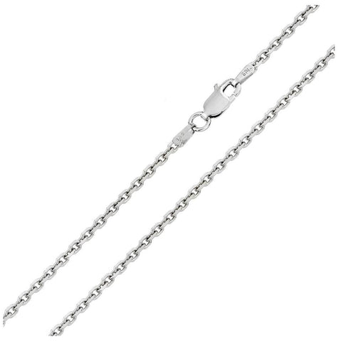 .925 Sterling Silver Rhodium Plated Diamond Cut Cable Rolo Chains 1.6mm, <b>size: 16</b>