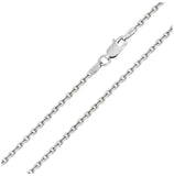 .925 Sterling Silver Rhodium Plated Diamond Cut Cable Rolo Chains 2mm, <b>size: 18</b>