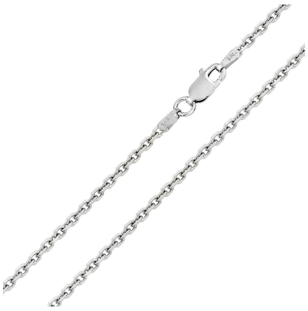 .925 Sterling Silver Rhodium Plated Diamond Cut Cable Rolo Chains 2mm, <b>size: 18</b>