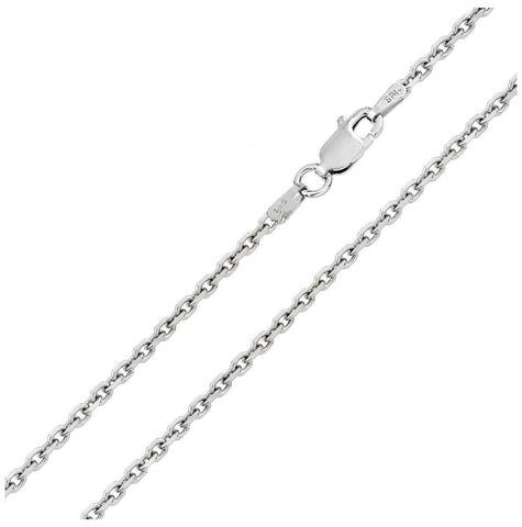 .925 Sterling Silver Rhodium Plated Diamond Cut Cable Rolo Chains 2mm, <b>size: 18</b>