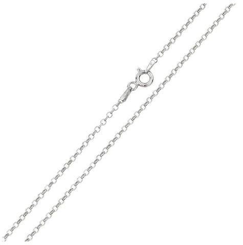 .925 Sterling Silver Rhodium Plated Rolo Flat Dc Chain 1.3mm, <b>size: 16</b>